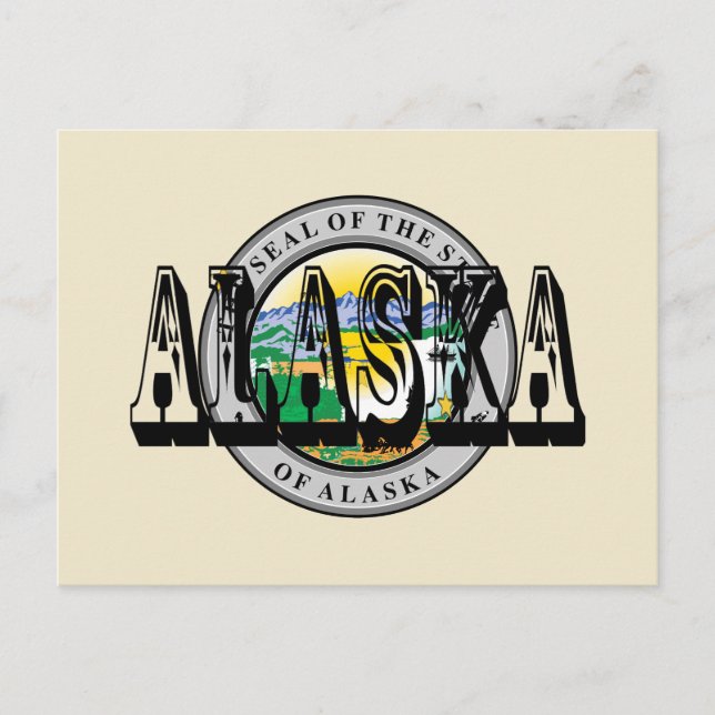 Carte postale du sceau d'état de l'Alaska (Devant)