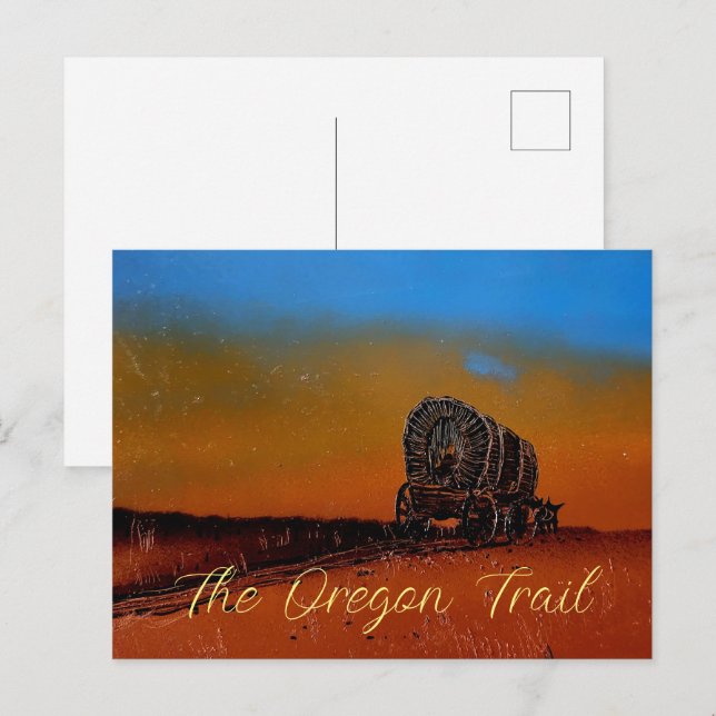 Carte postale du sentier de l'Oregon couvert Wagon (Devant / Derrière)