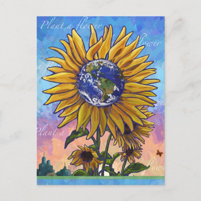 Carte postale du tournesol Terre (Devant)