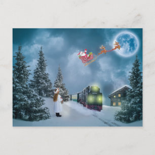 carte postale du train de noël