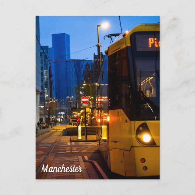 Carte postale du tram Piccadilly Gardens de Manche (Devant)