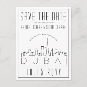 Carte Postale Dubaï Mariage Deco Skyline Enregistrer la date Pos