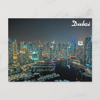 Carte Postale Dubaï, Skyline des Emirats Arabes Unis la nuit
