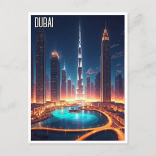 Carte Postale Dubaï Skyline Night Travel