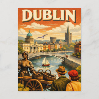 Carte Postale Dublin Ireland Vintage Travel