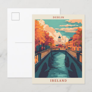 Carte Postale Dublin Irlande Art Elegant Vintage voyage