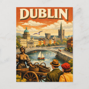 Carte Postale Dublin Irlande Voyage Rétro