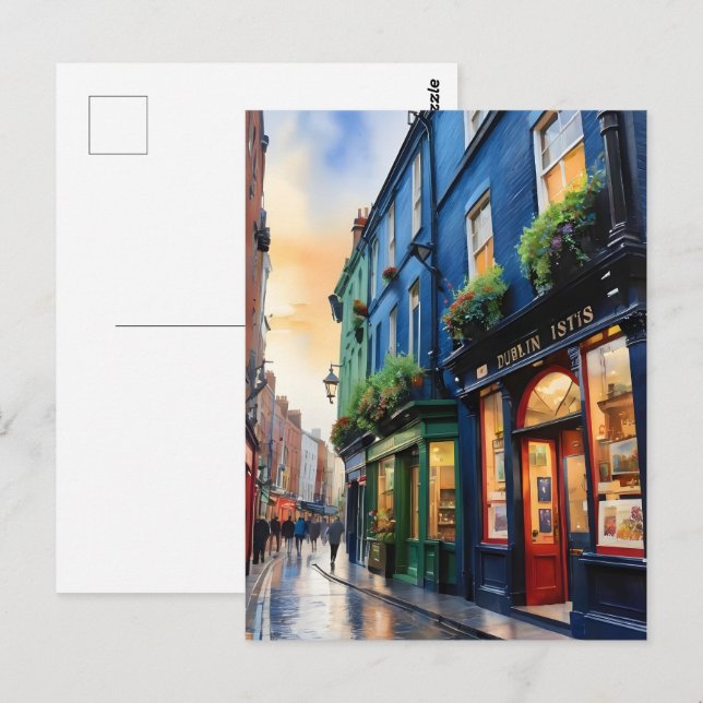 Carte Postale Dublin watercolor (Devant / Derrière)
