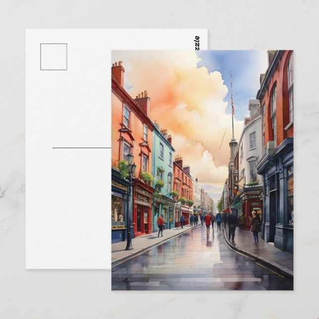 Carte Postale Dublin watercolor (Devant / Derrière)