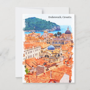 Carte Postale Dubrovnik Croatie Peinture aquarelle