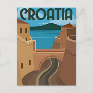 Carte Postale Dubrovnik Croatie Voyage Art Vintage