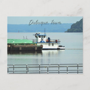 Carte Postale Dubuque, Iowa Pusher Boat sur le Mississippi