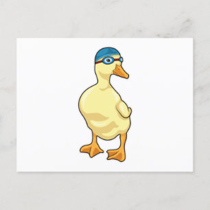 Carte Postale Duck at Swimming with Swimming goggles