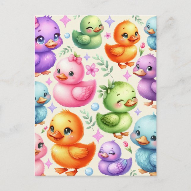 Carte Postale Ducklings du Colorful (Devant)