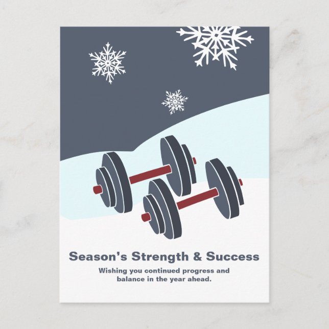 Carte Postale Dumbbell Season's Strength & Success Grey White (Devant)