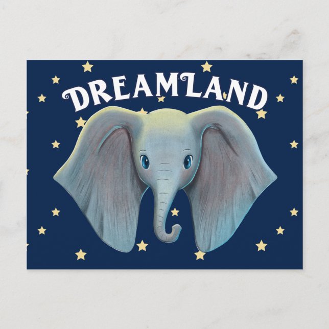 Carte Postale Dumbo | Cute Gros Oreilles Peint Art (Devant)