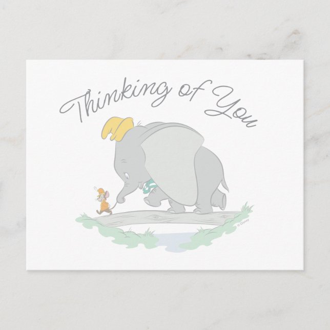 Carte Postale Dumbo et Timothy Q. Aquarelle (Devant)
