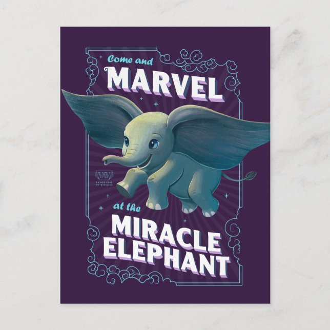 Carte Postale Dumbo | Venez Vous Émerveiller À L'Éléphant Miracl (Devant)
