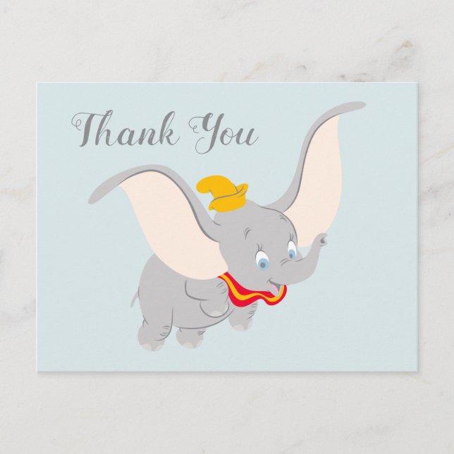 Carte Postale Dumbo volant dans les airs | Merci (Devant)