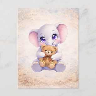Carte postale d'un bébé éléphant mignon en train d