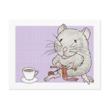 Carte postale d'un hamster gris tricot d'une échar
