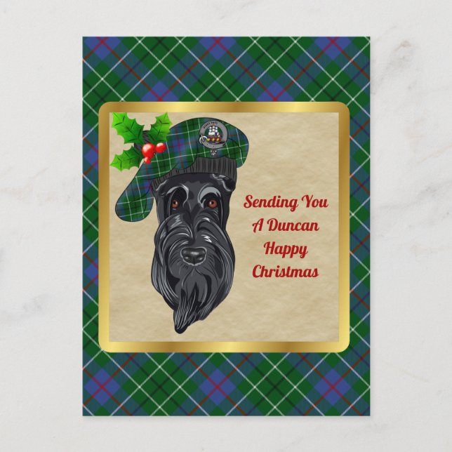 Carte postale Duncan Clan Badge & Tartan Christmas (Devant)