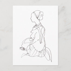 carte postale d'une femme assise