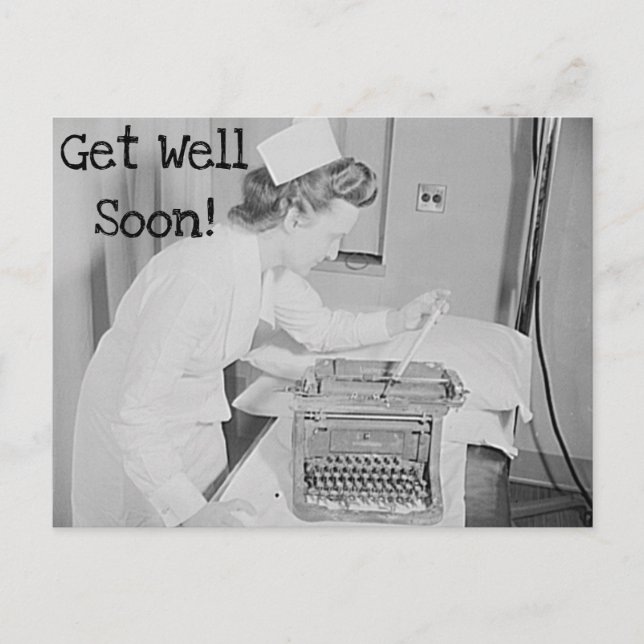 Carte postale d'une infirmière et d'une machine à  (Devant)