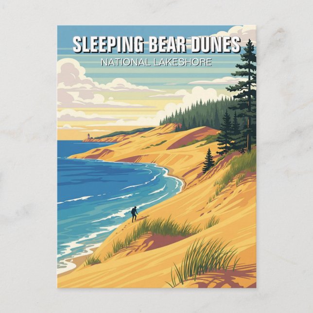 Carte Postale Dunes de l'ours dormant Michigan Travel (Devant)