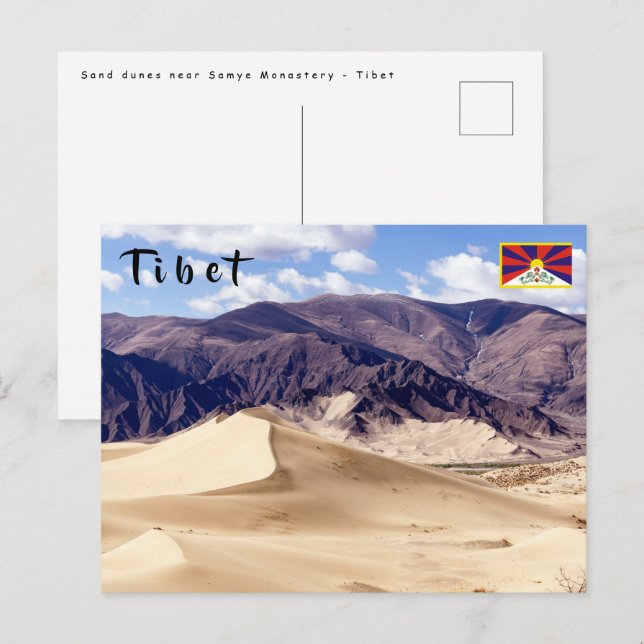 Carte Postale Dunes de sable près du monastère de Samye - Tibet (Devant / Derrière)