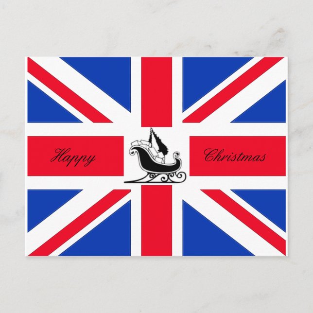 Carte postale d'Union Jack de Noël heureux (Devant)