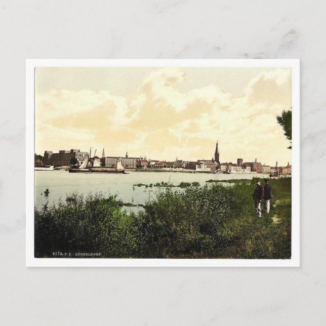 Carte Postale Düsseldorf depuis le Rhin, le Rhin, Allemagne clas (Devant)