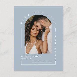 Carte Postale Dusty Blue Boho Arch Photo QR Code Enregistrer not