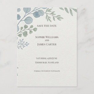 Carte postale 'Dusty Blue Botanical' pour annoncer