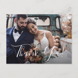 Carte Postale Dusty Blue Floral Mariage Photo Merci