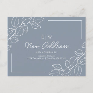 Carte Postale Dusty Blue Minimalist Nouvelle adresse