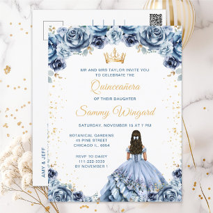Carte Postale Dusty Blue Princess Floral Quinceañera