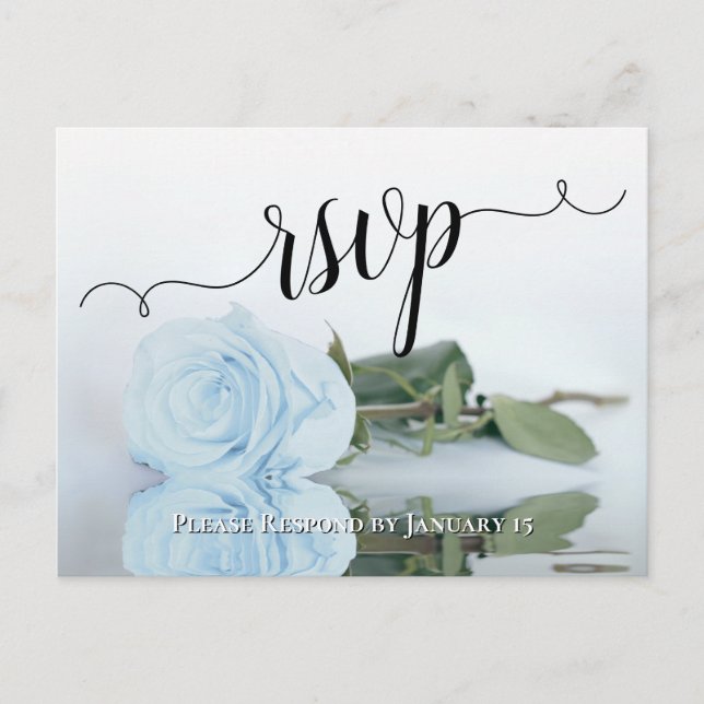 Carte Postale Dusty Blue Reflet Rose élégant mariage RSVP (Devant)