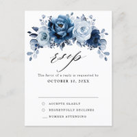 Dusty Blue Slate Dark Navy Floral Botanal RSVP