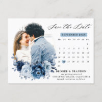 Dusty Blue Slate Marine Floral Wedding Enregistrer