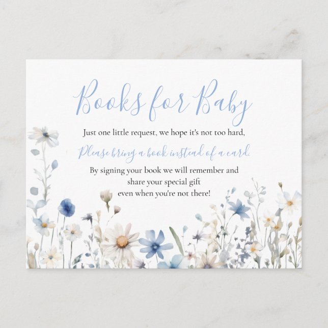Carte Postale Dusty Blue Wildflower Baby in Bloom Books for Baby (Devant)