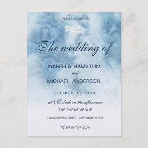Carte Postale Dusty Blue Winter Script Calligraphie White Branch