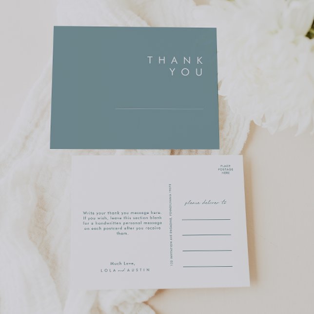 Carte Postale Dusty Boho | Remerciements de mariage bleu et vert (Créateur téléchargé)