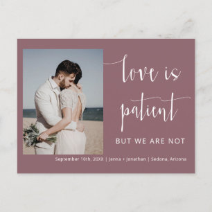 Carte Postale Dusty Purple Moderne Script Minimal Elopement Phot