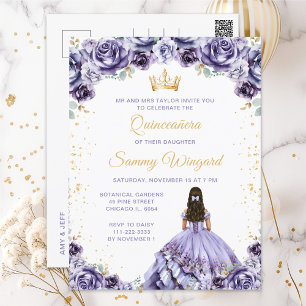 Carte Postale Dusty Purple Princess Fleur Quinceañera