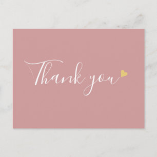 Carte Postale Dusty Rose Gold Heart Script Business Merci