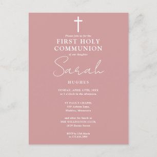 Carte Postale Dusty Rose rose Première Sainte Communion Invitati