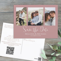 Dusty Rose Simple Minimaliste Photo Collage Code Q