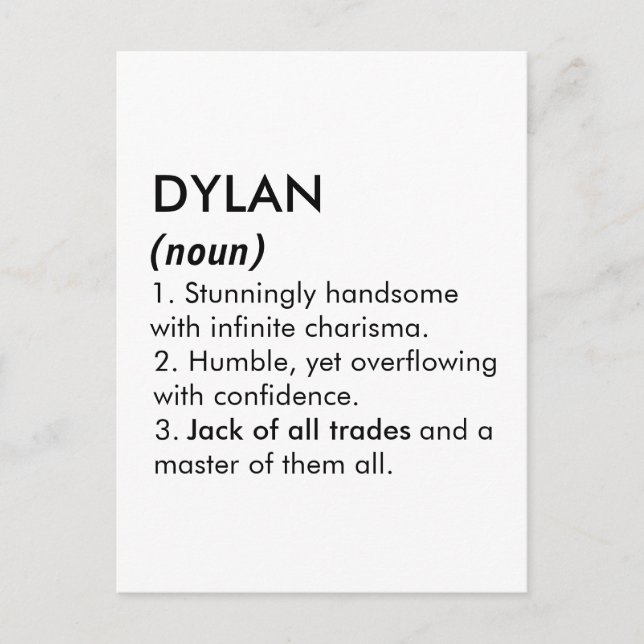 Carte Postale Dylan name, Editable name, Custom name (Devant)