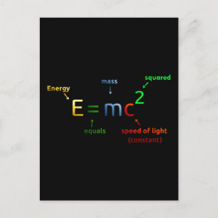 Carte Postale E = MC^2. E égale MC carrée